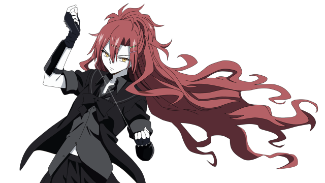 Red haired woman sword black free wallpaper for desktop - medium preview image