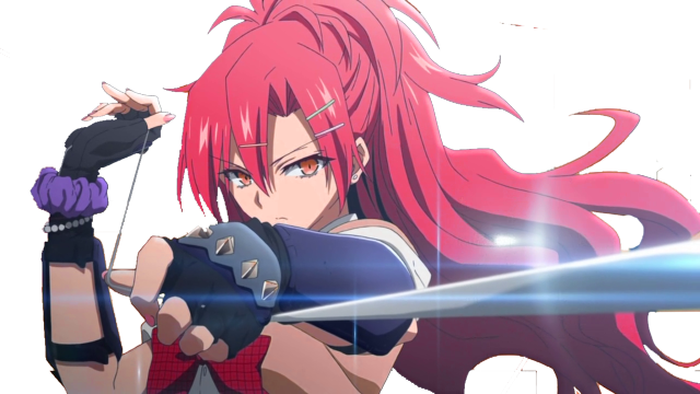 Pink haired girl sword pointing free wallpaper for desktop - medium preview image