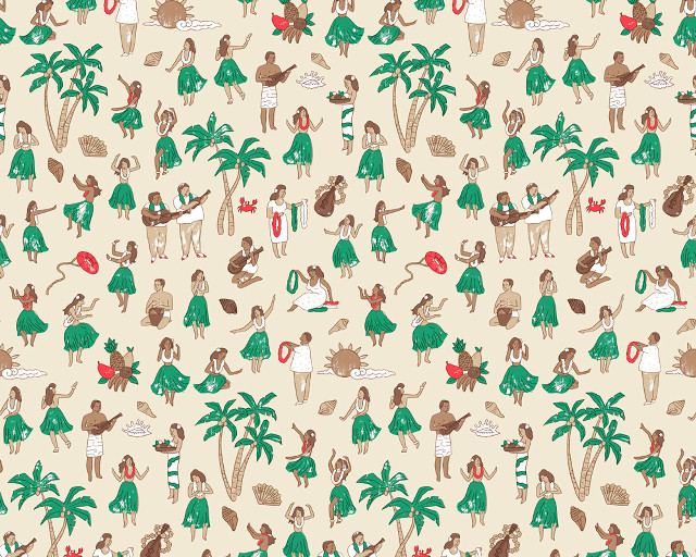 People palm trees beach kitsch free wallpaper for desktop - medium preview image