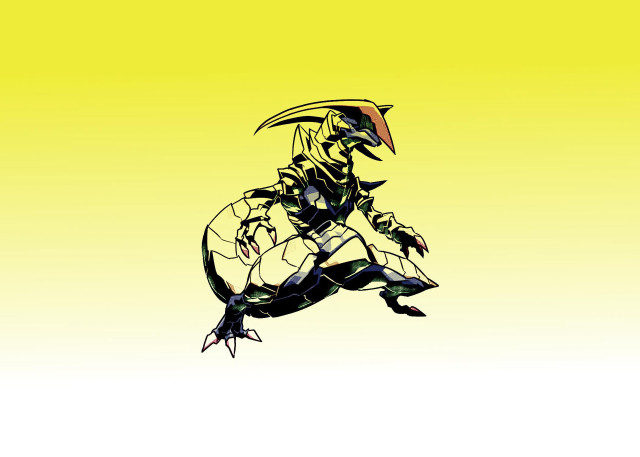 Stylized creature air yellow background free wallpaper for desktop - medium preview image