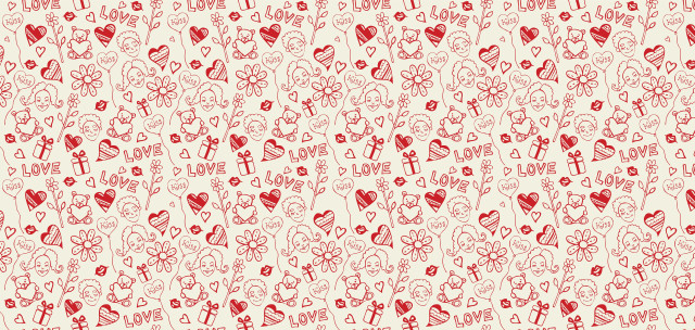 Hearts flowers pattern white background #2 free wallpaper for desktop - medium preview image