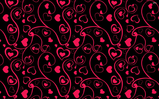 Black background red hearts pattern free wallpaper for desktop - medium preview image