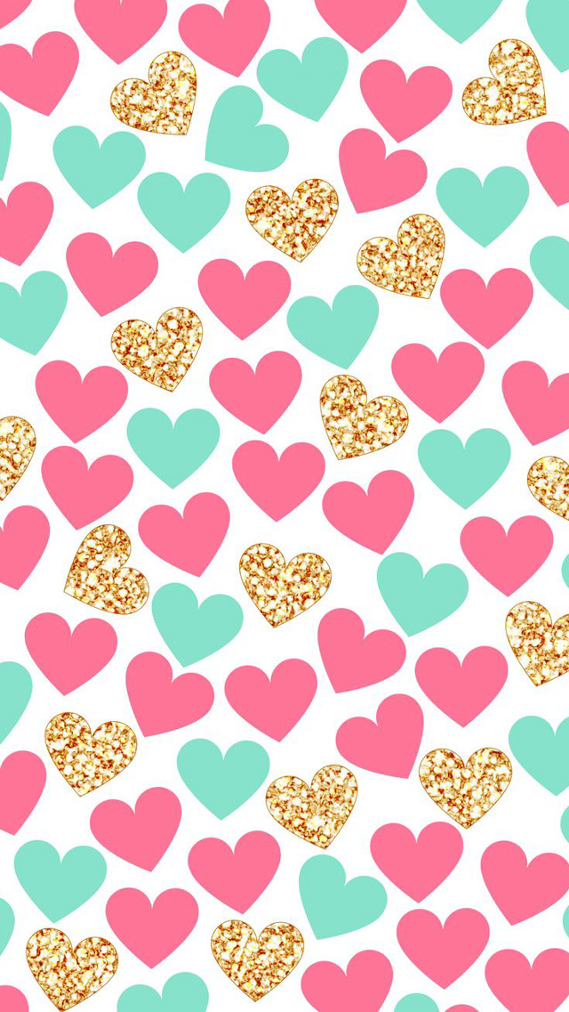 Hearts gold glitter pattern image free wallpaper for mobile - medium preview image