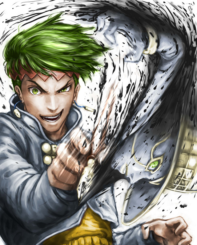 Man green hair knife cell free wallpaper for mobile - medium preview image