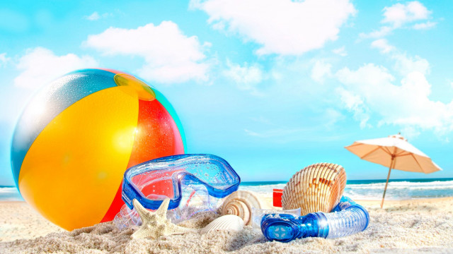 Beach ball colorful summer fun free wallpaper for desktop - medium preview image