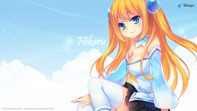 Anime girl long hair cloud free wallpaper for desktop - medium preview image