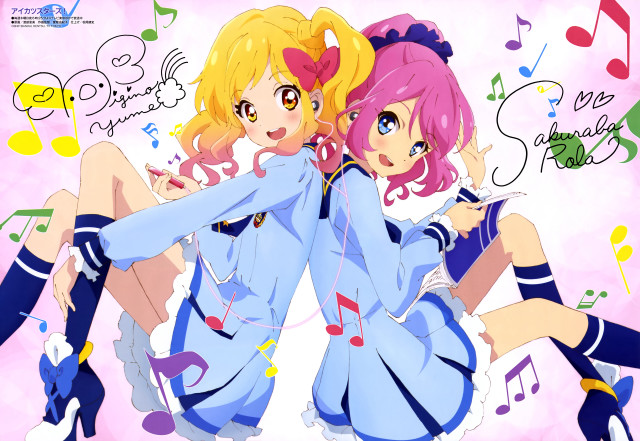 Anime girls musical notes pink free wallpaper for desktop - medium preview image