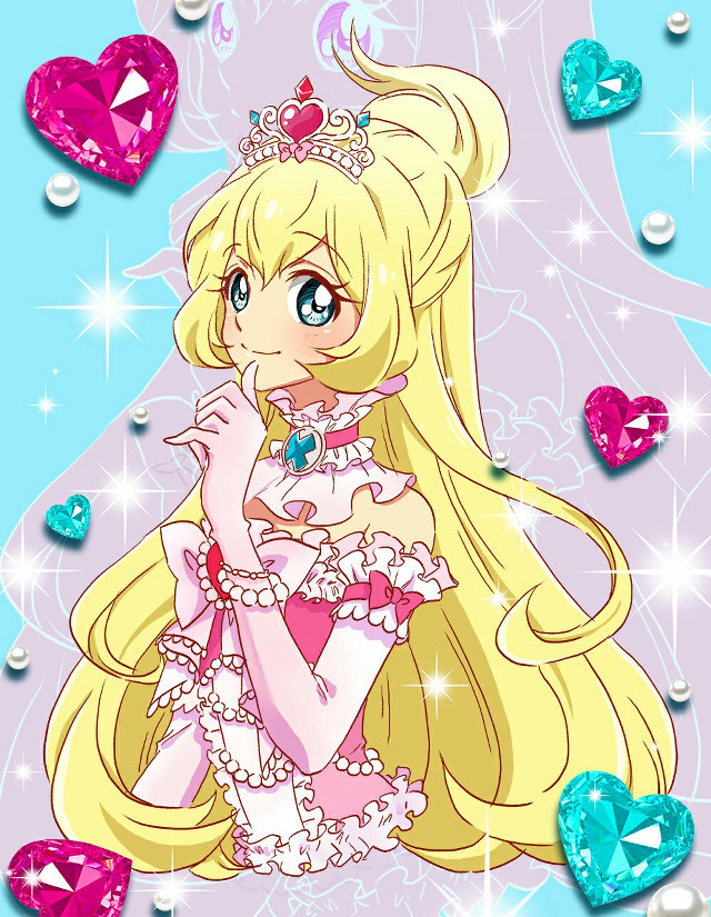 Cartoon girl blonde tiara heart free wallpaper for mobile - medium preview image