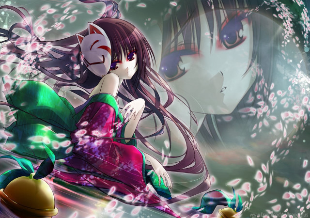 Girl longhair greendress whiteobject fish free wallpaper for desktop - medium preview image