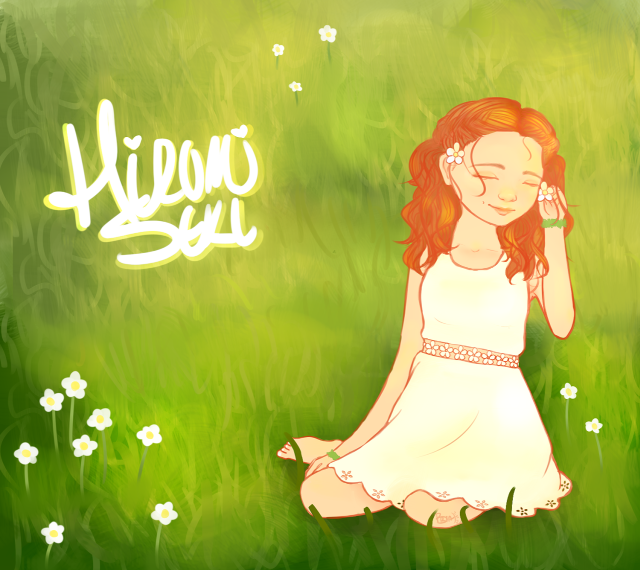 Girl white dress field flower free wallpaper for tablet - medium preview image