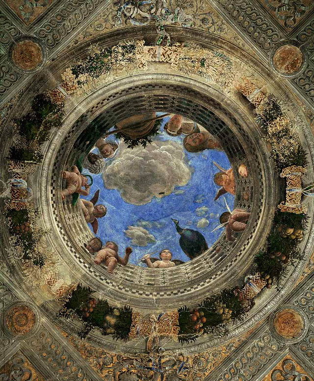 Ceiling birds clouds sky painting free wallpaper for mobile - medium preview image