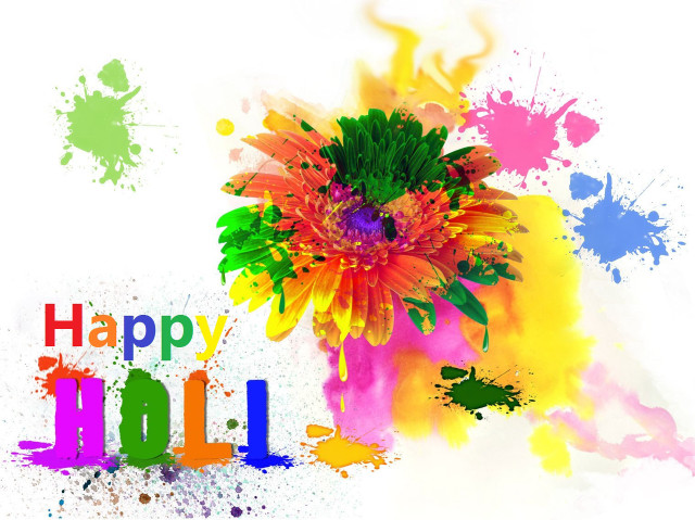 Colorful flower happy holi paint free wallpaper for desktop - medium preview image