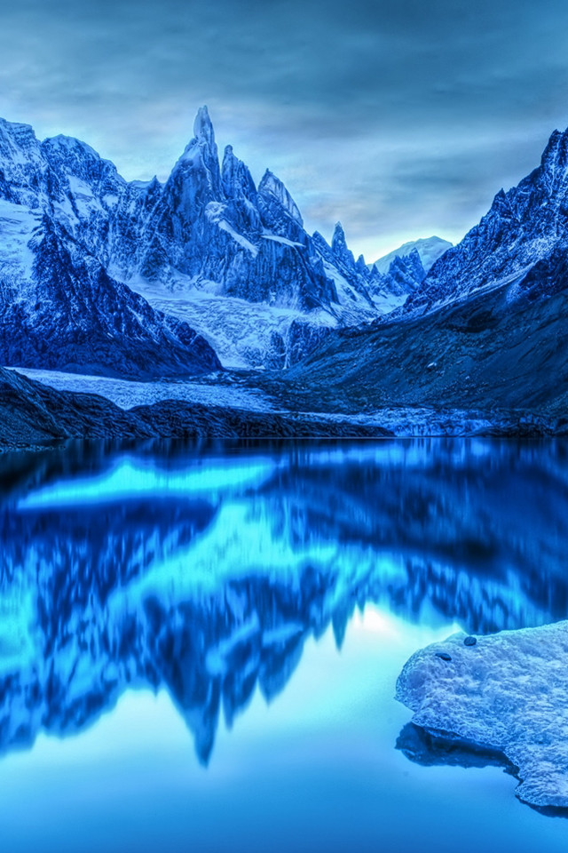 Mountain lake snow clouds blue #2 free wallpaper for mobile - medium preview image