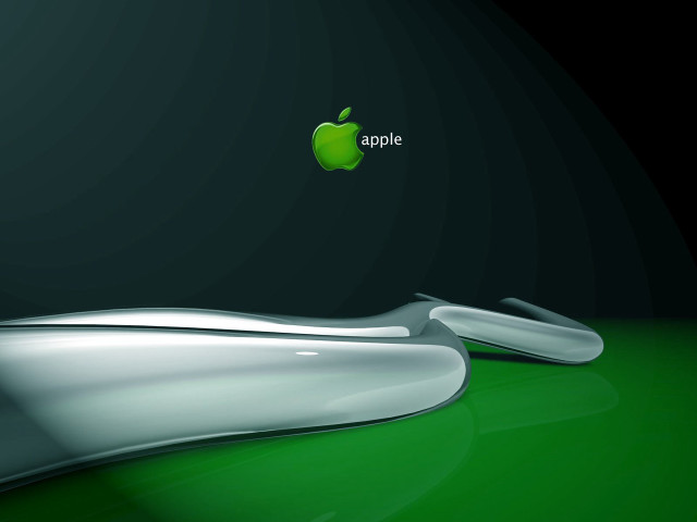 Green apple logo black background free wallpaper for desktop - medium preview image