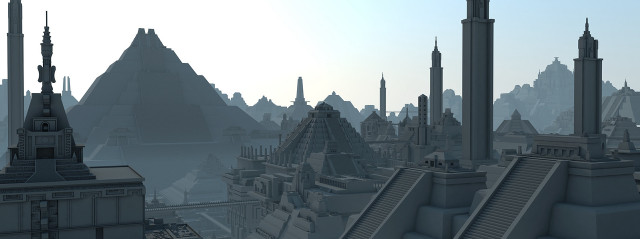 Futuristic city tall buildings spires free wallpaper for desktop - medium preview image