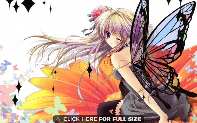 Girl butterfly wings flower hand free wallpaper for desktop - medium preview image
