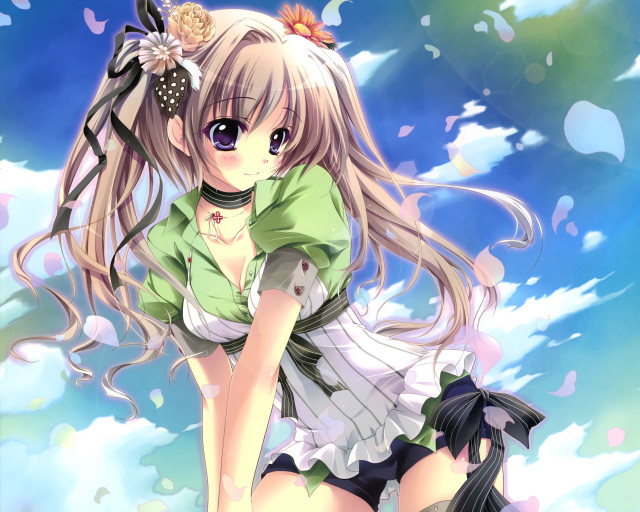 Girl cloud gothic anime flower free wallpaper for desktop - medium preview image