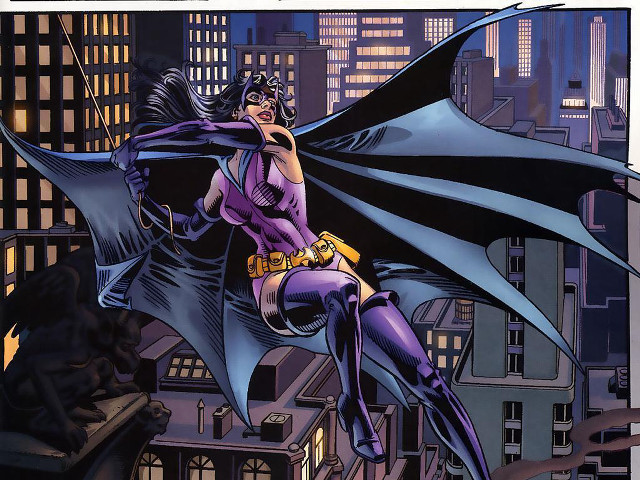 Batman flying city night woman free wallpaper for desktop - medium preview image