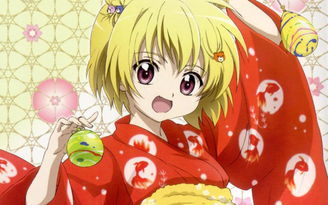 Woman red kimono green object free wallpaper for desktop - medium preview image