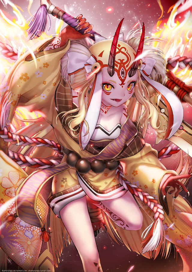 Woman sword demon costume fantasy free wallpaper for mobile - medium preview image