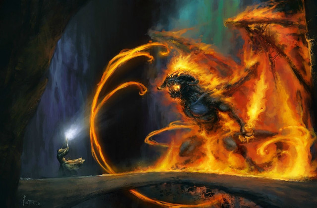 Demon attacking demon cave flames free wallpaper for desktop - medium preview image