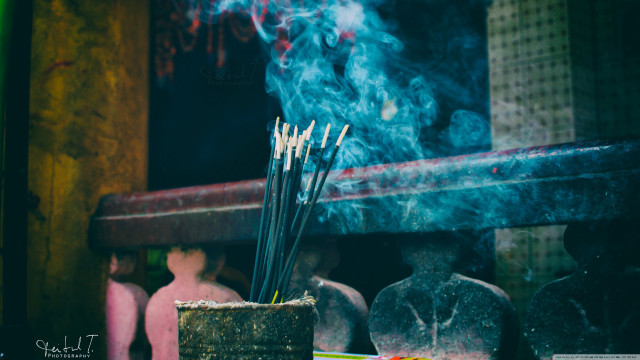 Cup incense sticks table statue free wallpaper for desktop - medium preview image