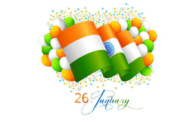 Indian republic day flag balloons free wallpaper for desktop - medium preview image