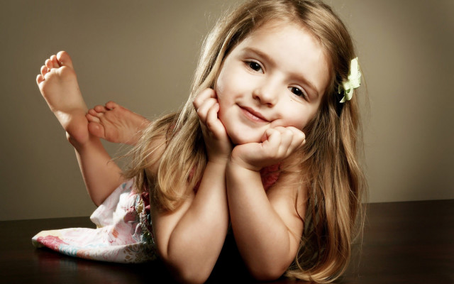Little girl smiling table hands free wallpaper for desktop - medium preview image