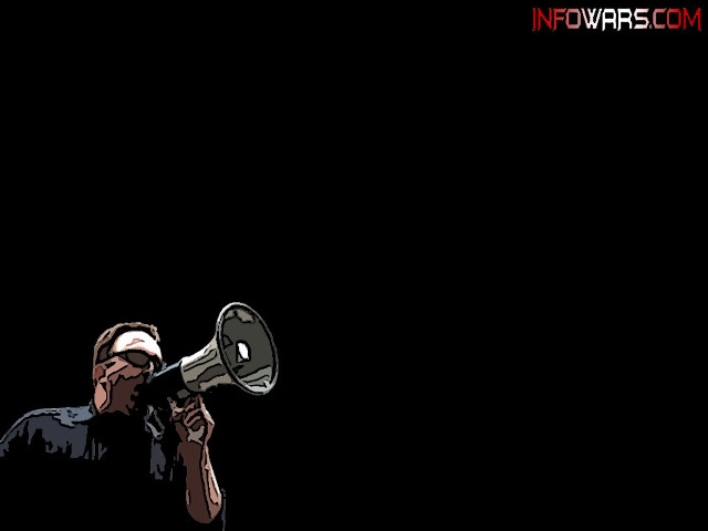 Man holding megaphone black background free wallpaper for desktop - medium preview image
