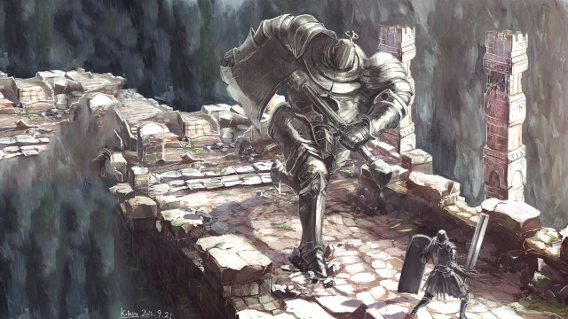 Man armor stone path sword free wallpaper for desktop - medium preview image