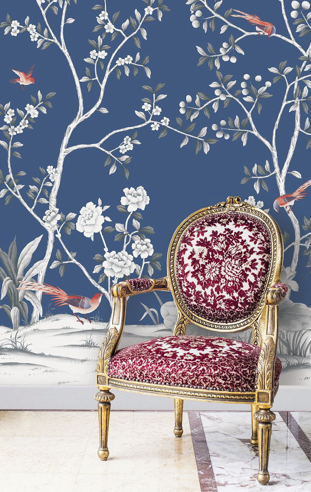 Chair tree mural birds rococo free wallpaper for mobile - medium preview image