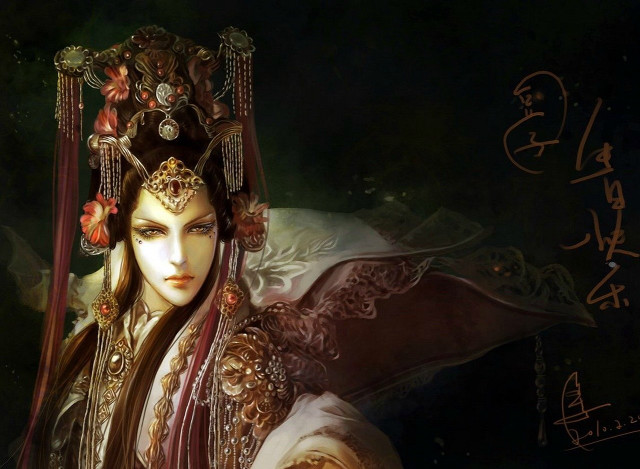 Woman headdress veil looking camera free wallpaper for desktop - medium preview image