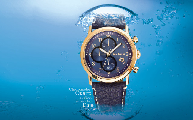 Watch blue dial gold case free wallpaper for desktop - medium preview image
