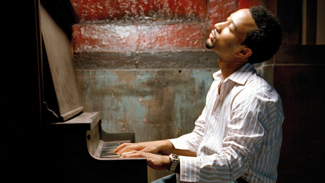 Man sitting piano eyes closed free wallpaper for desktop - medium preview image