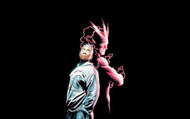 Man black jacket red white free wallpaper for desktop - medium preview image