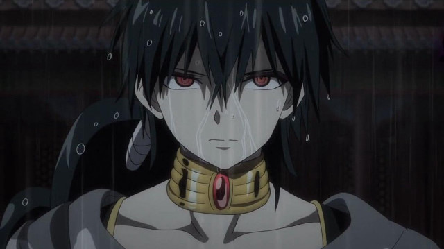 Man black hair collar red free wallpaper for desktop - medium preview image