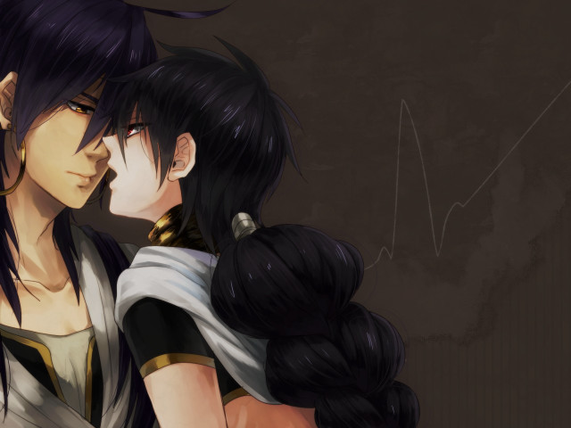 Anime couple hugging dark background #2 free wallpaper for desktop - medium preview image
