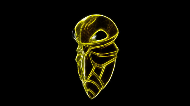 Yellow mask black background dark free wallpaper for desktop - medium preview image