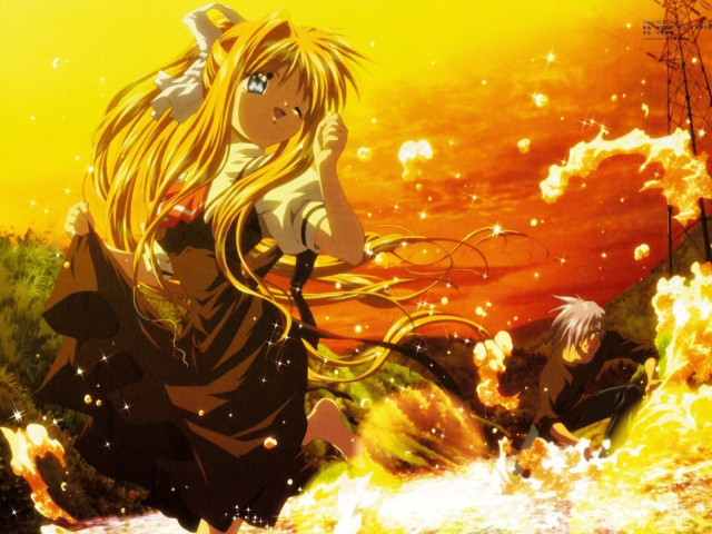 Fire water sky long hair free wallpaper for desktop - medium preview image