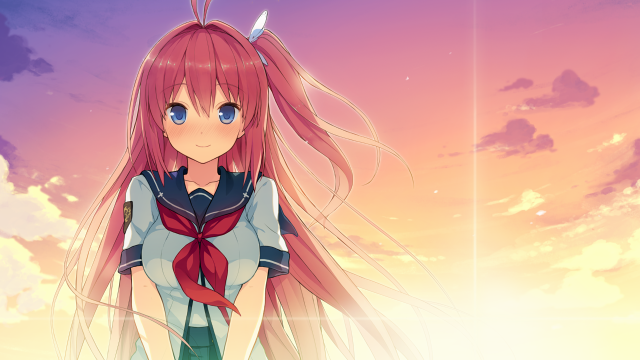 Pink haired girl sunset starry free wallpaper for desktop - medium preview image