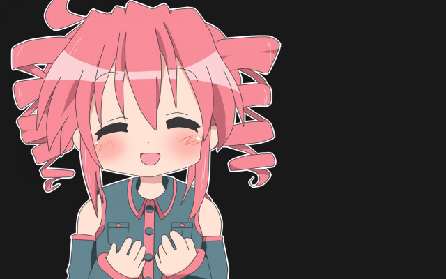 Pink hair blue shirt pink free wallpaper for desktop - medium preview image