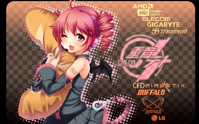 Pink haired girl hugging object free wallpaper for desktop - medium preview image