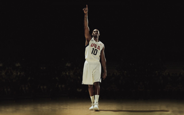 Man white uniform basketball dark #2 free wallpaper for desktop - medium preview image