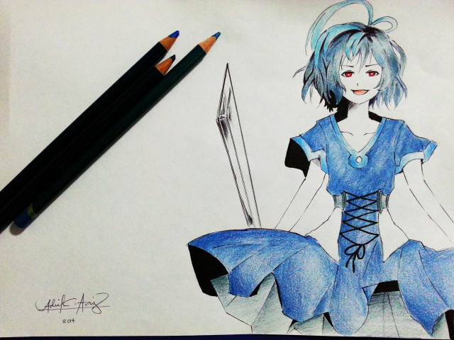 Girl bow arrow pencil drawing free wallpaper for desktop - medium preview image