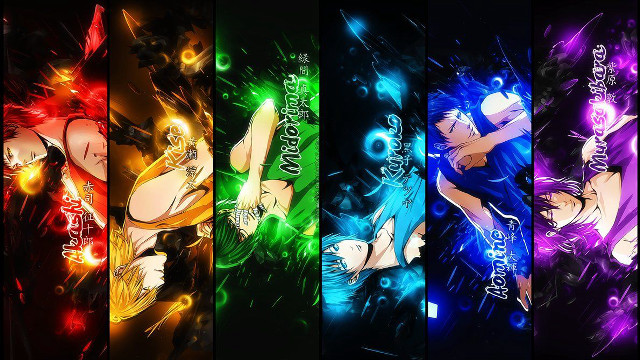 Anime characters colored lights black free wallpaper for desktop - medium preview image