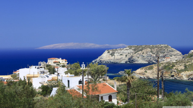 Village mountain water view scenery free wallpaper for desktop - medium preview image