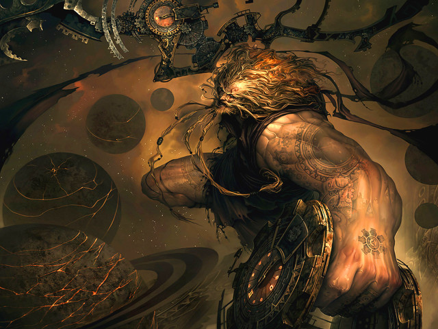 Man sword helmet clock circles free wallpaper for desktop - medium preview image