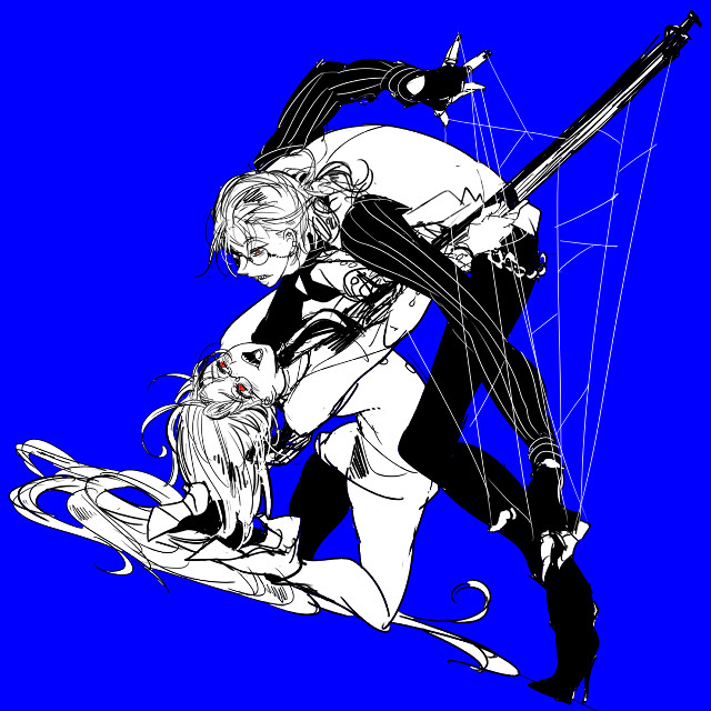 Anime couple hugging sword blue free wallpaper for tablet - medium preview image