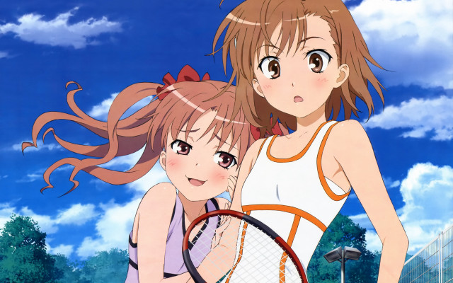 Two anime girls tennis players free wallpaper for desktop - medium preview image