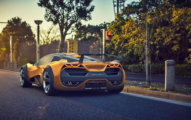 Yellow sports car parked road #2 free wallpaper for desktop - medium preview image